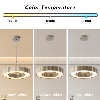 Brilagi - Dæmpbar LED-pendel på wire LUMIX LED/48W/230V 3000–6000K beige Ø 50 cm + fjernbetjening