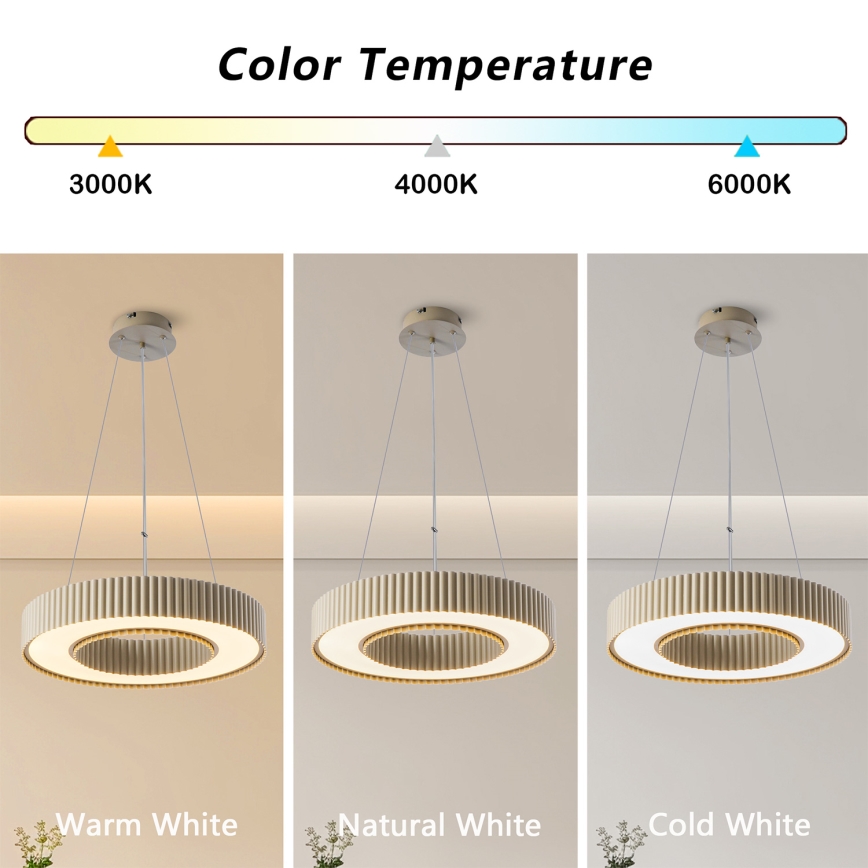 Brilagi - Dæmpbar LED-pendel på wire LUMIX LED/48W/230V 3000–6000K beige Ø 50 cm + fjernbetjening