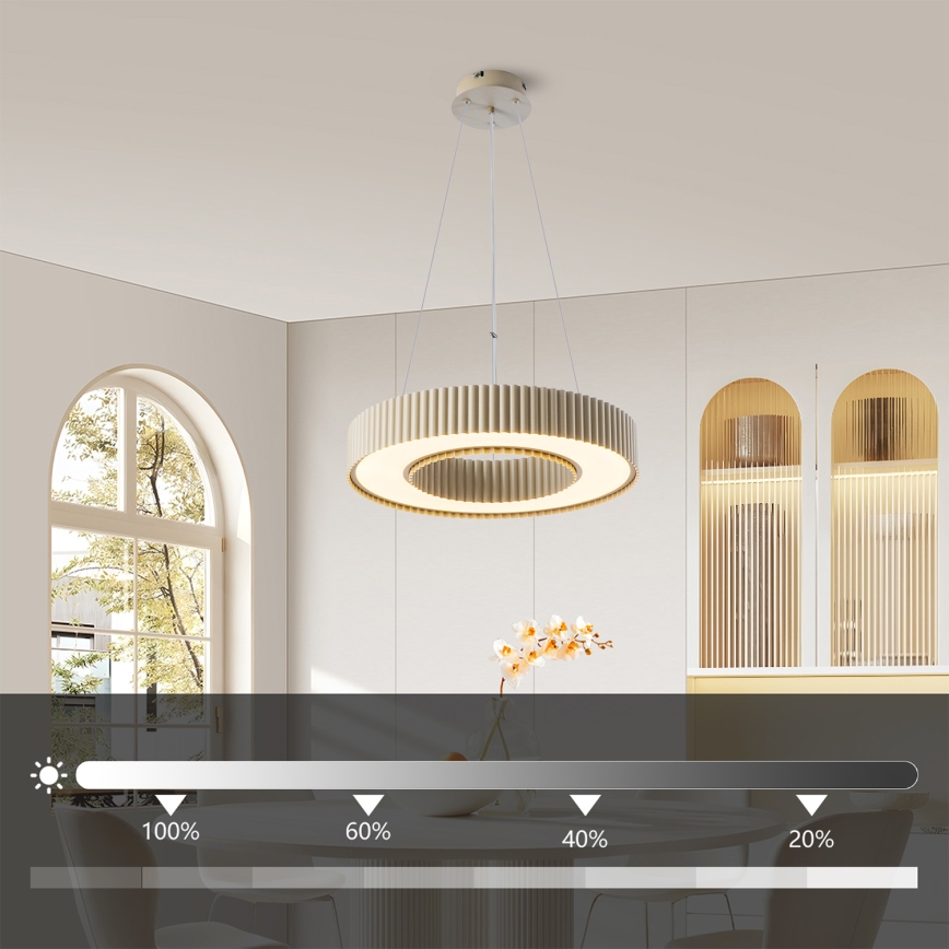 Brilagi - Dæmpbar LED-pendel på wire LUMIX LED/48W/230V 3000–6000K beige Ø 50 cm + fjernbetjening
