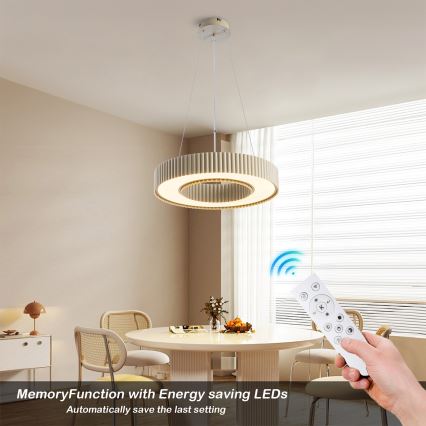 Brilagi - Dæmpbar LED-pendel på wire LUMIX LED/48W/230V 3000–6000K beige Ø 50 cm + fjernbetjening