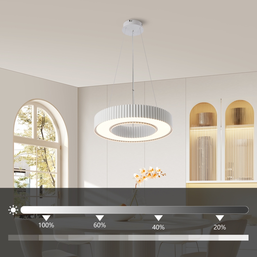 Brilagi - LED-dæmpbar pendel med wireophæng LUMIX LED/48W/230V 3000-6000K hvid Ø 50 cm + fjernbetjening