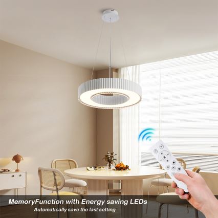 Brilagi - LED-dæmpbar pendel med wireophæng LUMIX LED/48W/230V 3000-6000K hvid Ø 50 cm + fjernbetjening