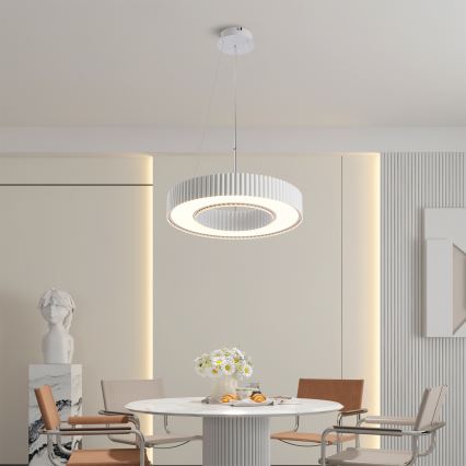 Brilagi - LED-dæmpbar pendel med wireophæng LUMIX LED/48W/230V 3000-6000K hvid Ø 50 cm + fjernbetjening