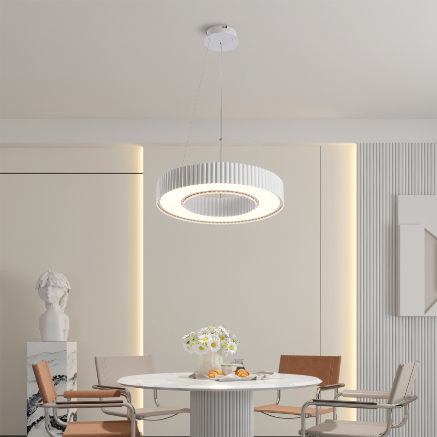 Brilagi - LED-dæmpbar pendel med wireophæng LUMIX LED/48W/230V 3000-6000K hvid Ø 50 cm + fjernbetjening