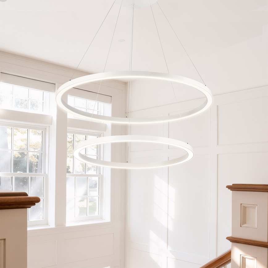 Brilagi - LED dæmpbar pendel på wire PORTOFINO LED/98W/230V 3000-6000K Ø 80 cm hvid + fjernbetjening