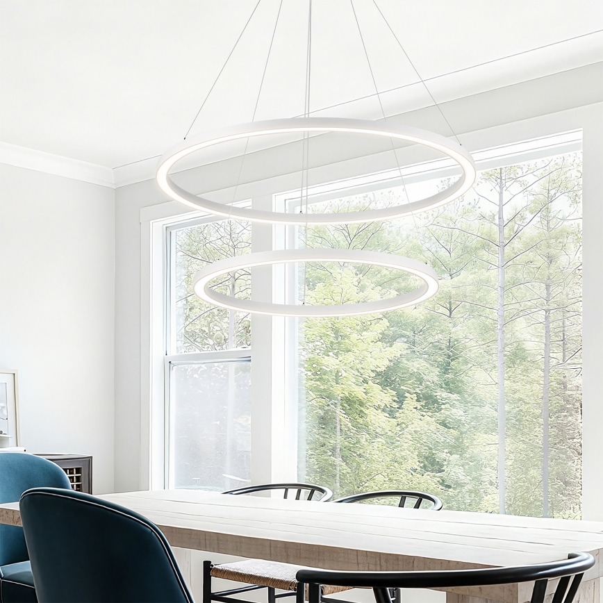 Brilagi - LED dæmpbar pendel på wire PORTOFINO LED/98W/230V 3000-6000K Ø 80 cm hvid + fjernbetjening