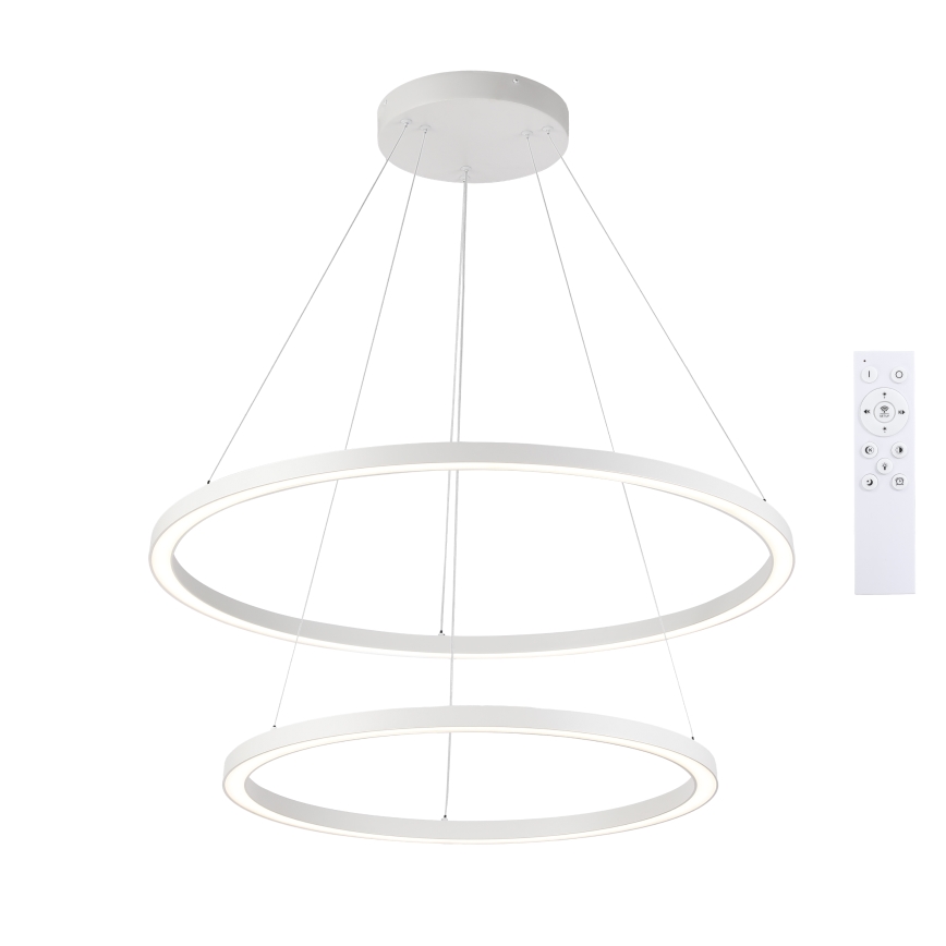 Brilagi - LED dæmpbar pendel på wire PORTOFINO LED/98W/230V 3000-6000K Ø 80 cm hvid + fjernbetjening