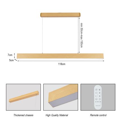Brilagi - LED dæmpbar lysekrone SLEEKLINE SMART LED/40W/230V Wi-Fi Tuya egetræslook + fjernbetjening