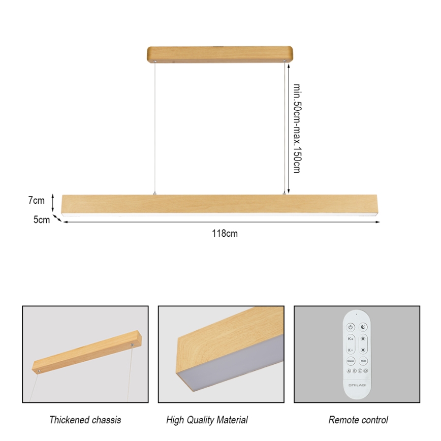 Brilagi - LED dæmpbar lysekrone SLEEKLINE SMART LED/40W/230V Wi-Fi Tuya egetræslook + fjernbetjening