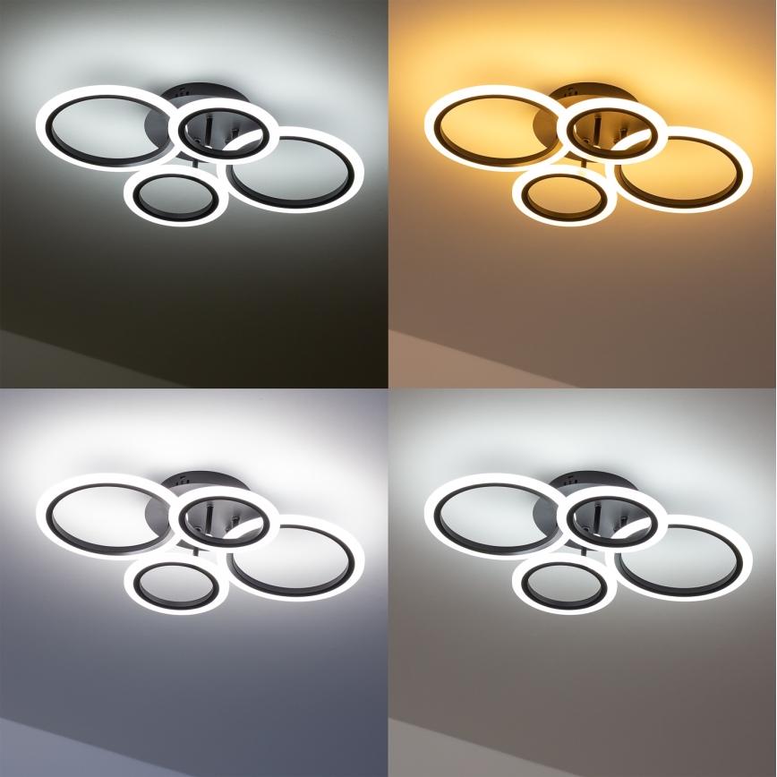 Brilagi - LED dæmpbar overflademonteret loftlampe ORBITS LED/50W/230V 3000-6500K sort + fjernbetjening