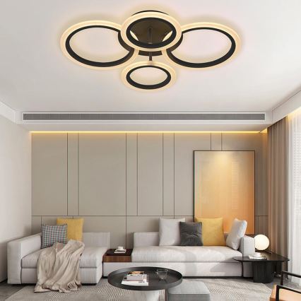 Brilagi - LED dæmpbar overflademonteret loftlampe ORBITS LED/50W/230V 3000-6500K sort + fjernbetjening