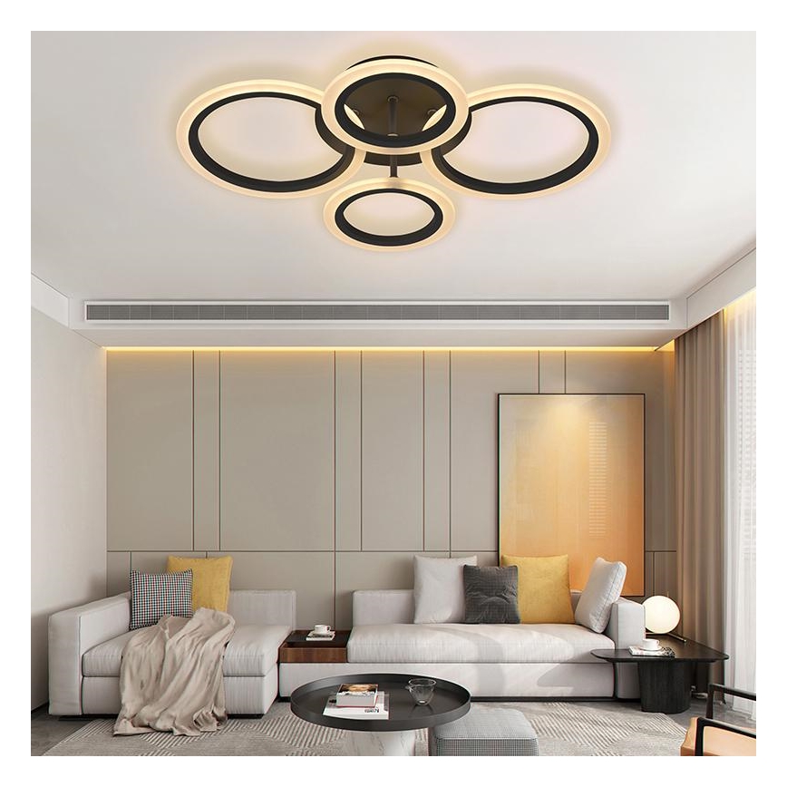 Brilagi - LED dæmpbar overflademonteret loftlampe ORBITS LED/50W/230V 3000-6500K sort + fjernbetjening