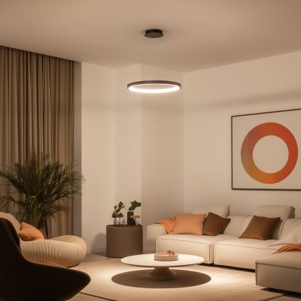 Brilagi - dæmpbar LED-pendel på wireophæng FALCON SLIM LED/42W/230V 3000-6500K Ø 50 cm sort + fjernbetjening