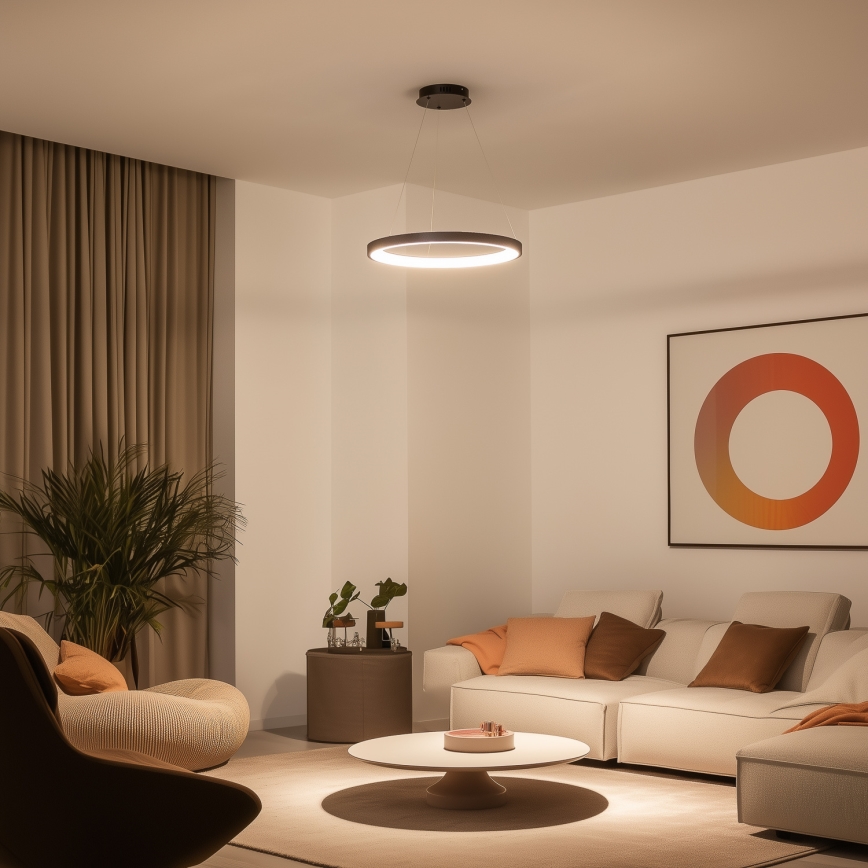 Brilagi - dæmpbar LED-pendel på wireophæng FALCON SLIM LED/42W/230V 3000-6500K Ø 50 cm sort + fjernbetjening