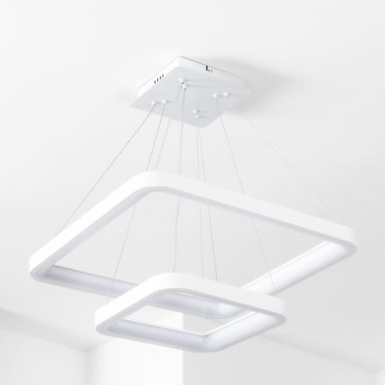 Brilagi - LED dæmpbar pendellampe med wire FALCON SLIM LED/78W/230V 3000-6500K 50x50 cm hvid + fjernbetjening