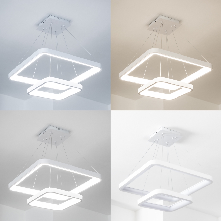 Brilagi - LED dæmpbar pendellampe med wire FALCON SLIM LED/78W/230V 3000-6500K 50x50 cm hvid + fjernbetjening