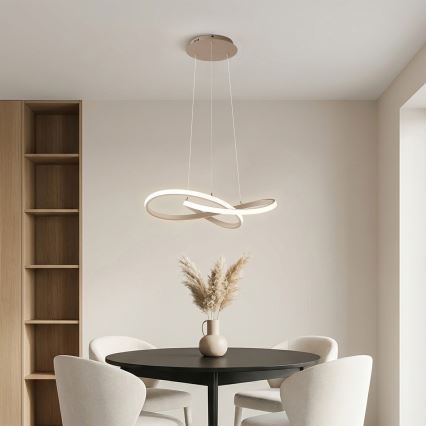 Brilagi - Dæmpbar LED-pendel på wire INFINITY LED/55W/230V 3000-6000K 50x50 cm beige + fjernbetjening