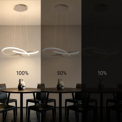 Brilagi - Dæmpbar LED-pendel på wire INFINITY LED/55W/230V 3000-6000K 50x50 cm beige + fjernbetjening