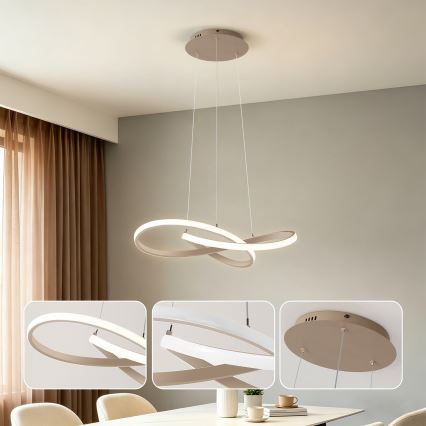 Brilagi - Dæmpbar LED-pendel på wire INFINITY LED/55W/230V 3000-6000K 50x50 cm beige + fjernbetjening