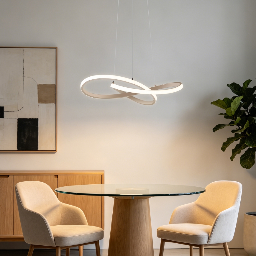 Brilagi - Dæmpbar LED-pendel på wire INFINITY LED/55W/230V 3000-6000K 50x50 cm beige + fjernbetjening