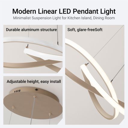 Brilagi - Dæmpbar LED-pendel på wire INFINITY LED/55W/230V 3000-6000K 50x50 cm beige + fjernbetjening