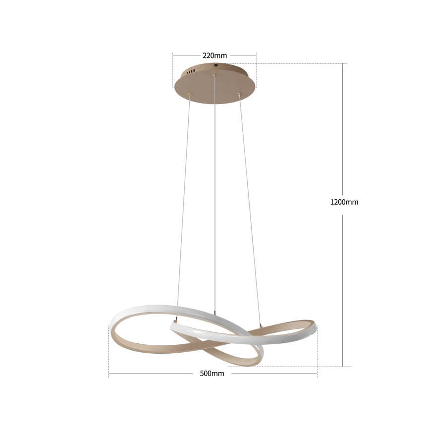 Brilagi - Dæmpbar LED-pendel på wire INFINITY LED/55W/230V 3000-6000K 50x50 cm beige + fjernbetjening