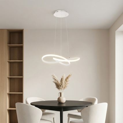 Brilagi - LED-dæmpbar pendel på wire INFINITY LED/55W/230V 3000-6000K 50x50 cm hvid + fjernbetjening