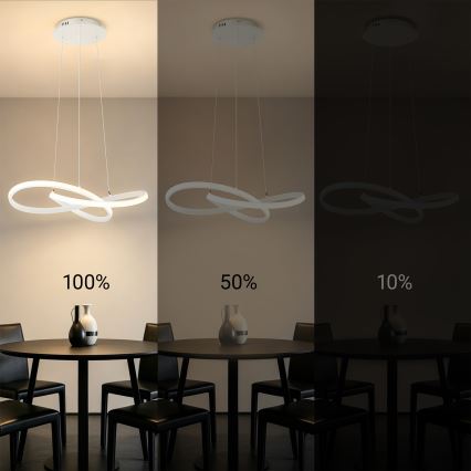 Brilagi - LED-dæmpbar pendel på wire INFINITY LED/55W/230V 3000-6000K 50x50 cm hvid + fjernbetjening