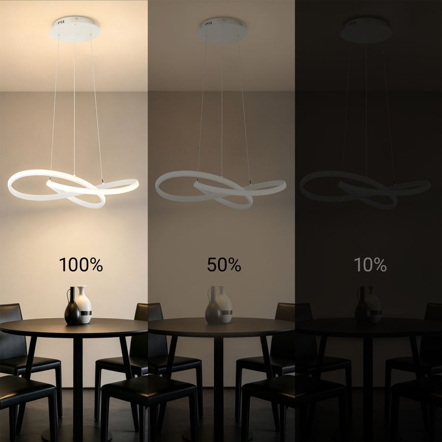 Brilagi - LED-dæmpbar pendel på wire INFINITY LED/55W/230V 3000-6000K 50x50 cm hvid + fjernbetjening