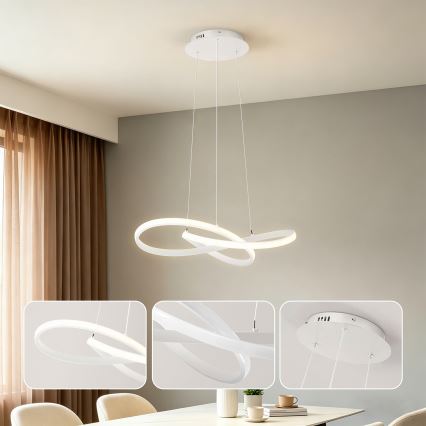 Brilagi - LED-dæmpbar pendel på wire INFINITY LED/55W/230V 3000-6000K 50x50 cm hvid + fjernbetjening