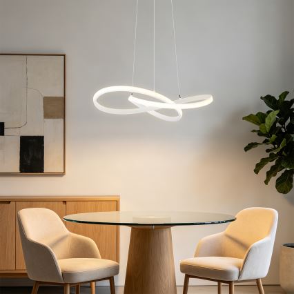 Brilagi - LED-dæmpbar pendel på wire INFINITY LED/55W/230V 3000-6000K 50x50 cm hvid + fjernbetjening