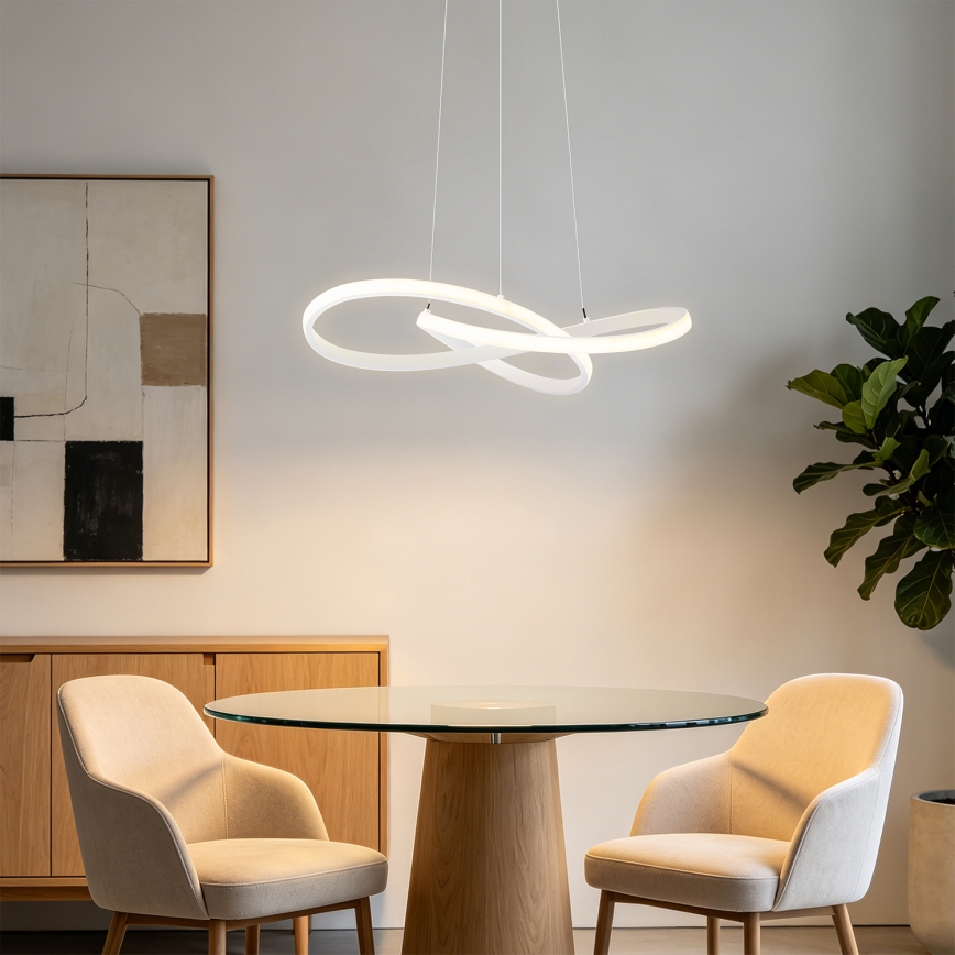 Brilagi - LED-dæmpbar pendel på wire INFINITY LED/55W/230V 3000-6000K 50x50 cm hvid + fjernbetjening