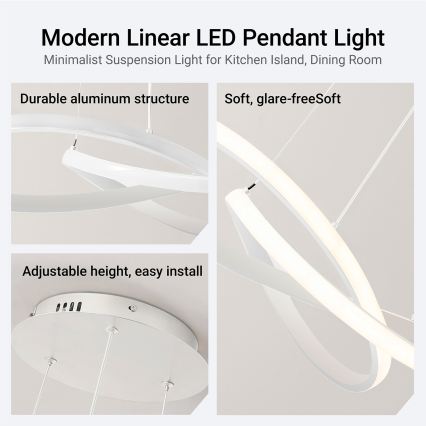 Brilagi - LED-dæmpbar pendel på wire INFINITY LED/55W/230V 3000-6000K 50x50 cm hvid + fjernbetjening