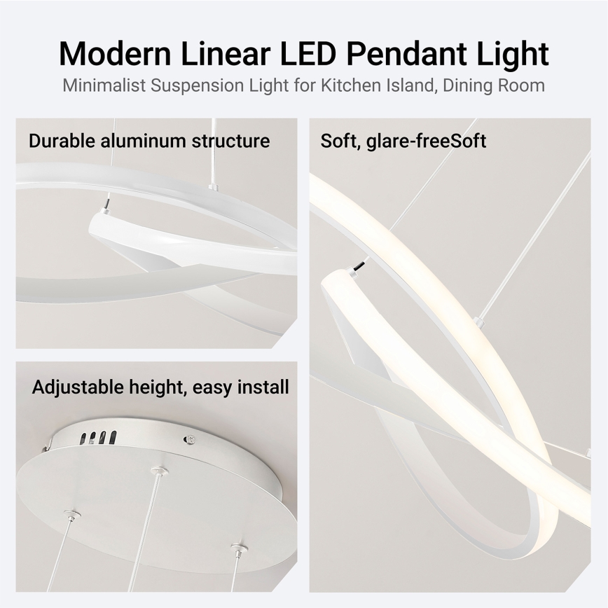 Brilagi - LED-dæmpbar pendel på wire INFINITY LED/55W/230V 3000-6000K 50x50 cm hvid + fjernbetjening