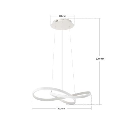 Brilagi - LED-dæmpbar pendel på wire INFINITY LED/55W/230V 3000-6000K 50x50 cm hvid + fjernbetjening