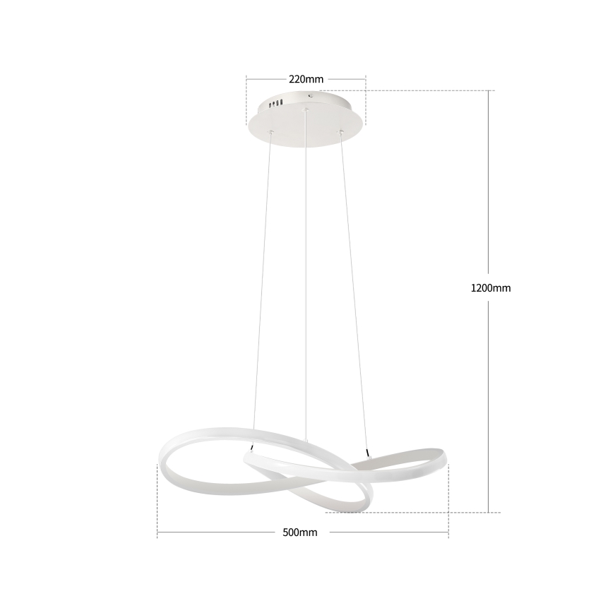 Brilagi - LED-dæmpbar pendel på wire INFINITY LED/55W/230V 3000-6000K 50x50 cm hvid + fjernbetjening
