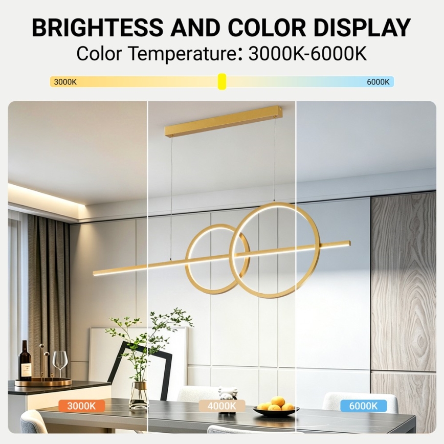 BRILAGI - LED Dæmpbar pendel på wire SIGNATURE LED/53W/230V 3000-6000K 120 cm guld + fjernbetjening