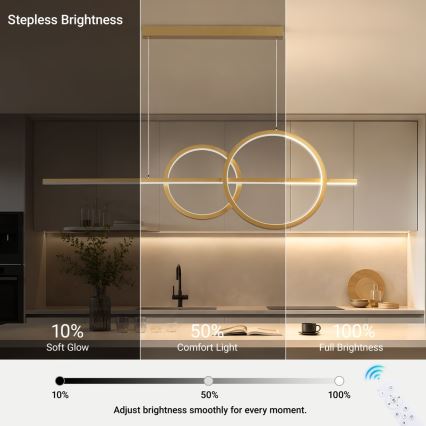 BRILAGI - LED Dæmpbar pendel på wire SIGNATURE LED/53W/230V 3000-6000K 120 cm guld + fjernbetjening