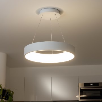 Brilagi - Dæmpbar LED-pendel med wireophæng FALCON LED/80W/230V 3000-6500K Ø 60 cm hvid + fjernbetjening