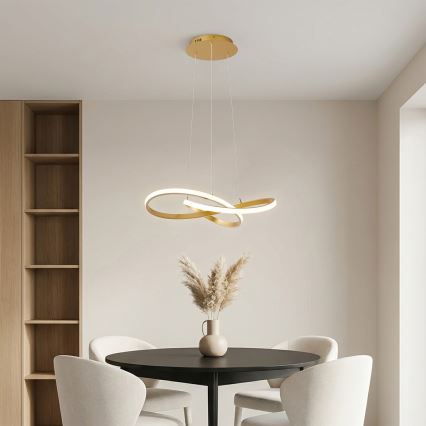 Brilagi - LED-dæmpbar pendel på wire INFINITY LED/55W/230V 3000-6000K 50x50 cm guld + fjernbetjening