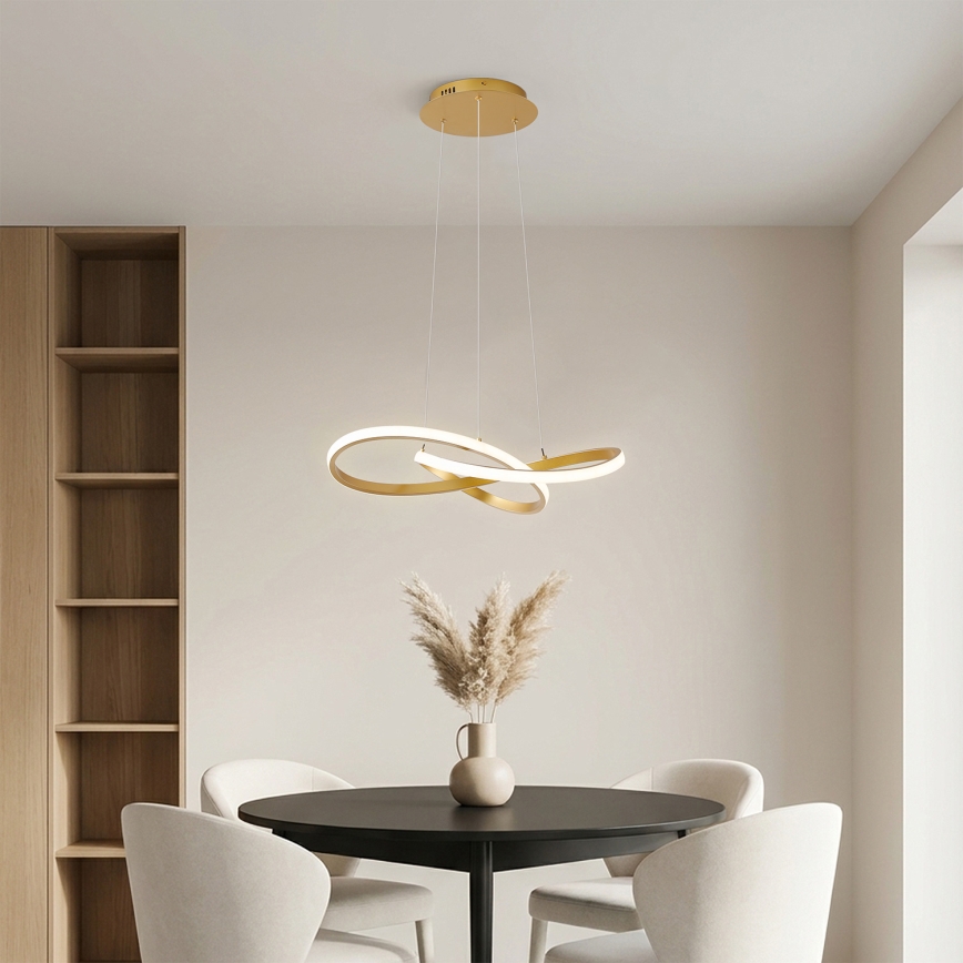 Brilagi - LED-dæmpbar pendel på wire INFINITY LED/55W/230V 3000-6000K 50x50 cm guld + fjernbetjening
