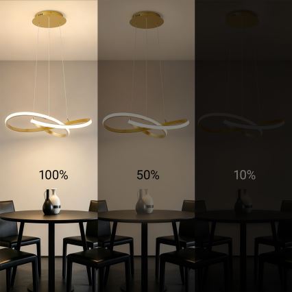Brilagi - LED-dæmpbar pendel på wire INFINITY LED/55W/230V 3000-6000K 50x50 cm guld + fjernbetjening
