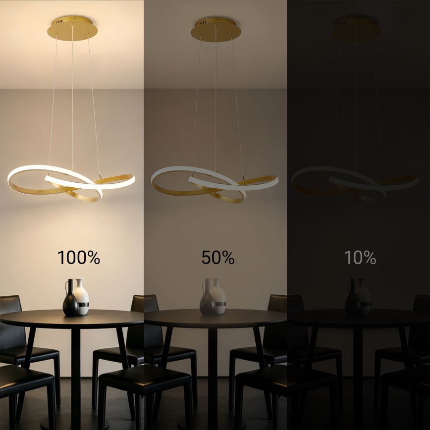 Brilagi - LED-dæmpbar pendel på wire INFINITY LED/55W/230V 3000-6000K 50x50 cm guld + fjernbetjening