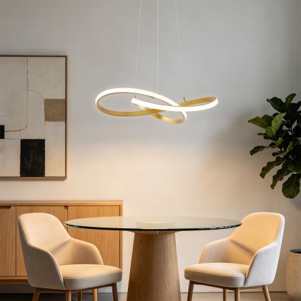 Brilagi - LED-dæmpbar pendel på wire INFINITY LED/55W/230V 3000-6000K 50x50 cm guld + fjernbetjening