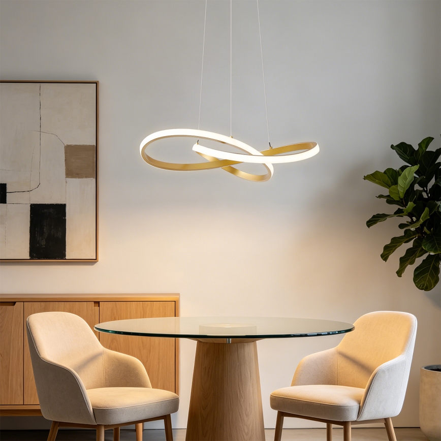Brilagi - LED-dæmpbar pendel på wire INFINITY LED/55W/230V 3000-6000K 50x50 cm guld + fjernbetjening