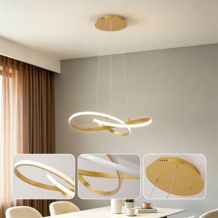 Brilagi - LED-dæmpbar pendel på wire INFINITY LED/55W/230V 3000-6000K 50x50 cm guld + fjernbetjening