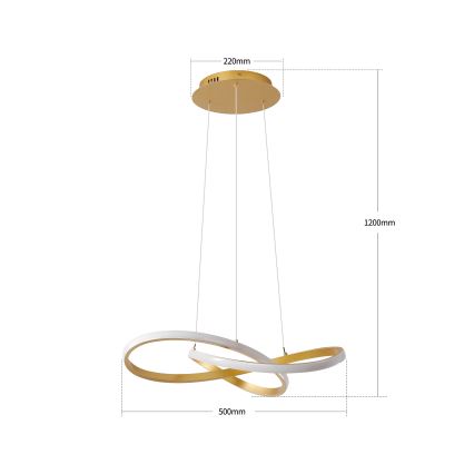 Brilagi - LED-dæmpbar pendel på wire INFINITY LED/55W/230V 3000-6000K 50x50 cm guld + fjernbetjening