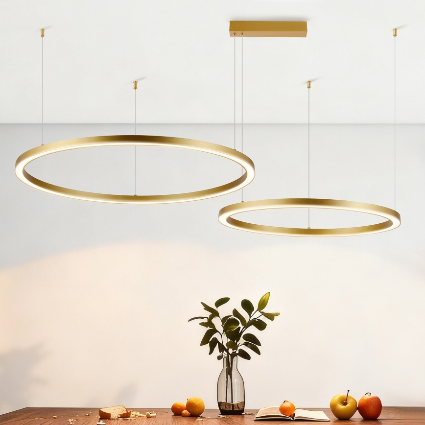 Brilagi - Dæmpbar LED-pendel på wire PORTOFINO LED/98W/230V 3000-6000K guld + fjernbetjening