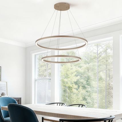 Brilagi - Dæmpbar LED-pendel med wireophæng PORTOFINO LED/98W/230V 3000-6000K Ø 80 cm beige + fjernbetjening