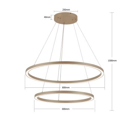 Brilagi - Dæmpbar LED-pendel med wireophæng PORTOFINO LED/98W/230V 3000-6000K Ø 80 cm beige + fjernbetjening